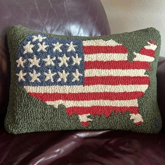 Great States America Wool Hook Pillow Green Cream Blue America The Beaut… - Picture 3 of 8